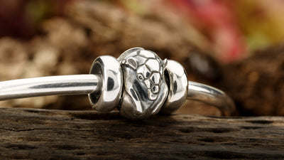 Silver armadillo bead on a silver bangle