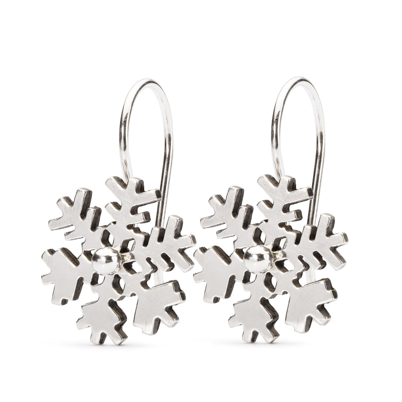 Snowflake Earring Pendants with Silver Hooks