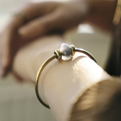 Gold Bangle with Labradorite